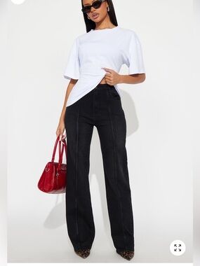 Fashion nova Pintucked Straight Leg Jeans -
Black NWOT size 0